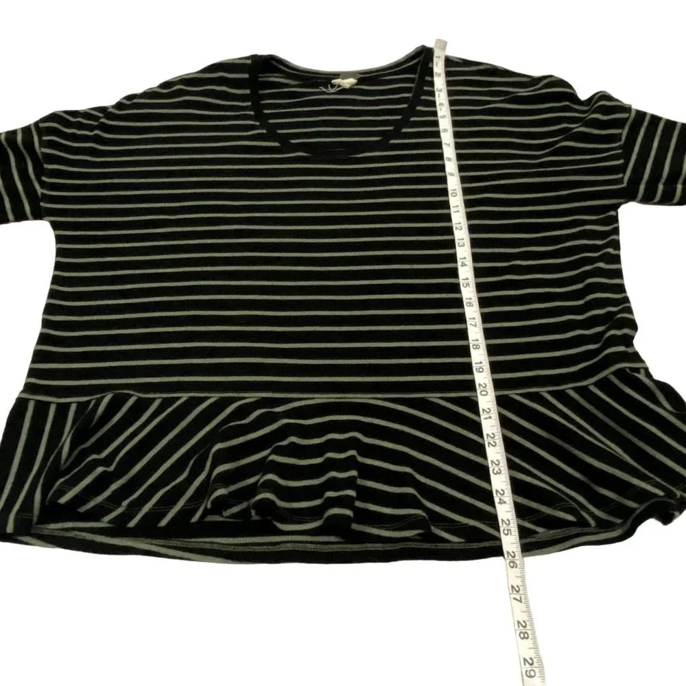 Free People We the Free Round About‎ Striped Top Black and Green Size M